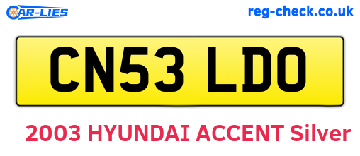 CN53LDO are the vehicle registration plates.