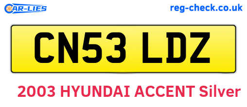 CN53LDZ are the vehicle registration plates.