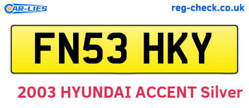 FN53HKY are the vehicle registration plates.