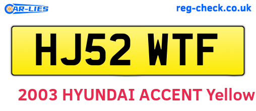 HJ52WTF are the vehicle registration plates.