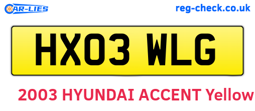 HX03WLG are the vehicle registration plates.