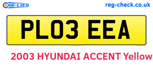 PL03EEA are the vehicle registration plates.