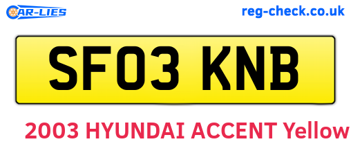 SF03KNB are the vehicle registration plates.