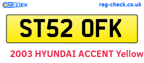 ST52OFK are the vehicle registration plates.