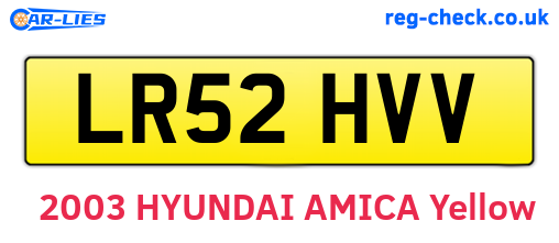 LR52HVV are the vehicle registration plates.