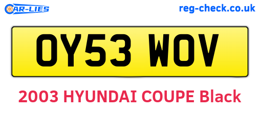 OY53WOV are the vehicle registration plates.