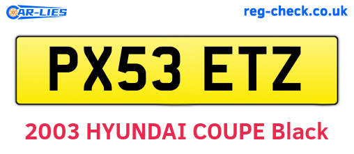 PX53ETZ are the vehicle registration plates.