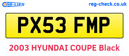 PX53FMP are the vehicle registration plates.