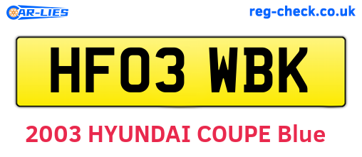 HF03WBK are the vehicle registration plates.