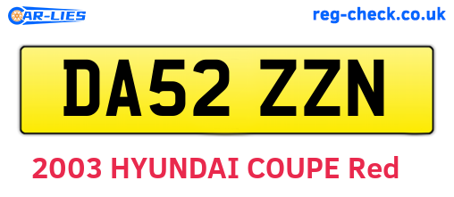 DA52ZZN are the vehicle registration plates.