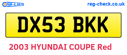 DX53BKK are the vehicle registration plates.