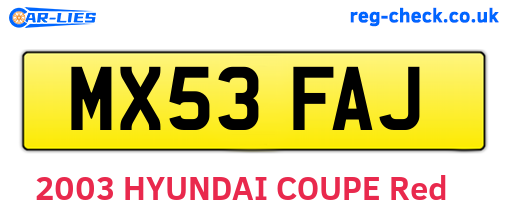MX53FAJ are the vehicle registration plates.