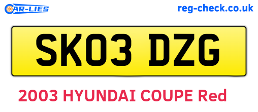 SK03DZG are the vehicle registration plates.