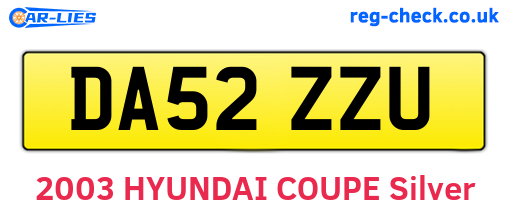 DA52ZZU are the vehicle registration plates.