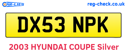 DX53NPK are the vehicle registration plates.