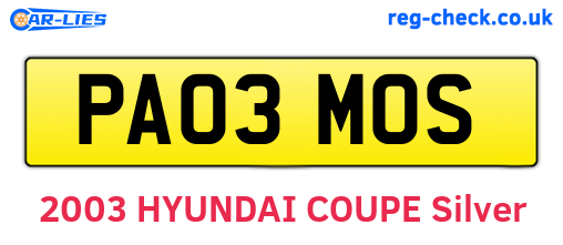 PA03MOS are the vehicle registration plates.