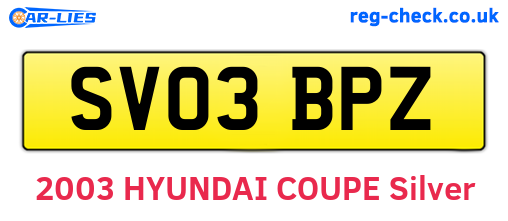 SV03BPZ are the vehicle registration plates.