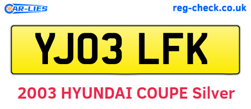 YJ03LFK are the vehicle registration plates.