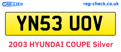 YN53UOV are the vehicle registration plates.