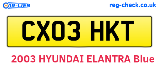 CX03HKT are the vehicle registration plates.
