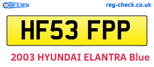 HF53FPP are the vehicle registration plates.