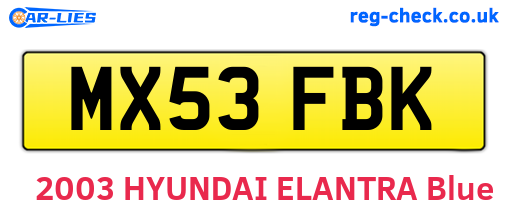 MX53FBK are the vehicle registration plates.