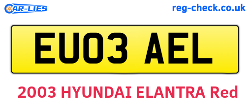 EU03AEL are the vehicle registration plates.