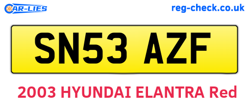 SN53AZF are the vehicle registration plates.