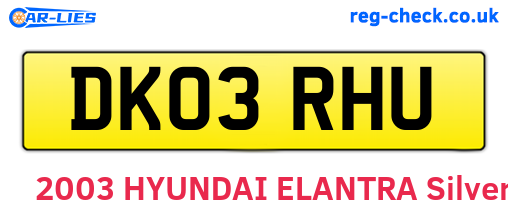 DK03RHU are the vehicle registration plates.