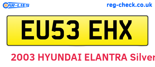 EU53EHX are the vehicle registration plates.