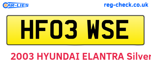 HF03WSE are the vehicle registration plates.