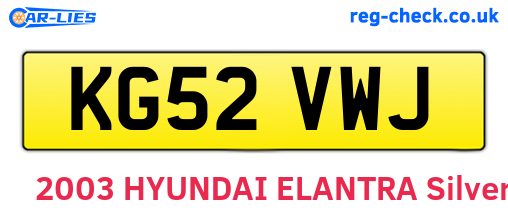 KG52VWJ are the vehicle registration plates.