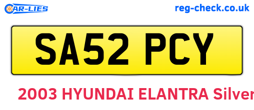 SA52PCY are the vehicle registration plates.