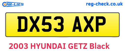 DX53AXP are the vehicle registration plates.