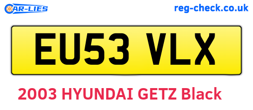 EU53VLX are the vehicle registration plates.