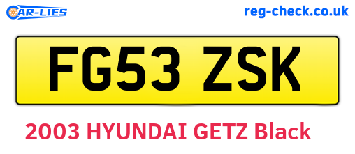 FG53ZSK are the vehicle registration plates.