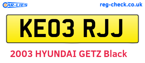 KE03RJJ are the vehicle registration plates.