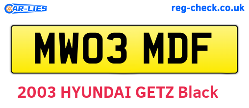 MW03MDF are the vehicle registration plates.