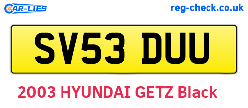 SV53DUU are the vehicle registration plates.