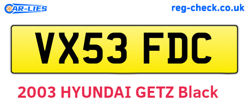 VX53FDC are the vehicle registration plates.
