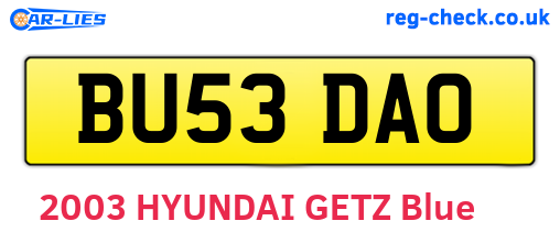 BU53DAO are the vehicle registration plates.