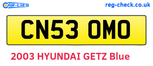 CN53OMO are the vehicle registration plates.