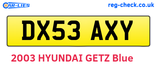 DX53AXY are the vehicle registration plates.