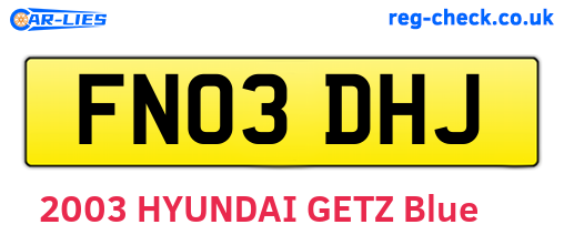 FN03DHJ are the vehicle registration plates.