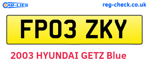 FP03ZKY are the vehicle registration plates.