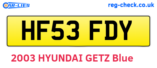 HF53FDY are the vehicle registration plates.