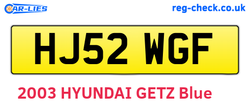 HJ52WGF are the vehicle registration plates.