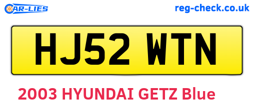 HJ52WTN are the vehicle registration plates.