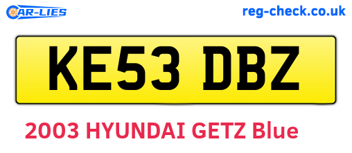 KE53DBZ are the vehicle registration plates.