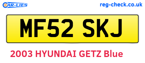MF52SKJ are the vehicle registration plates.